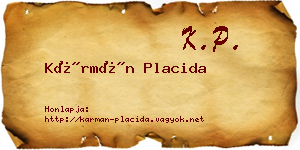 Kármán Placida névjegykártya